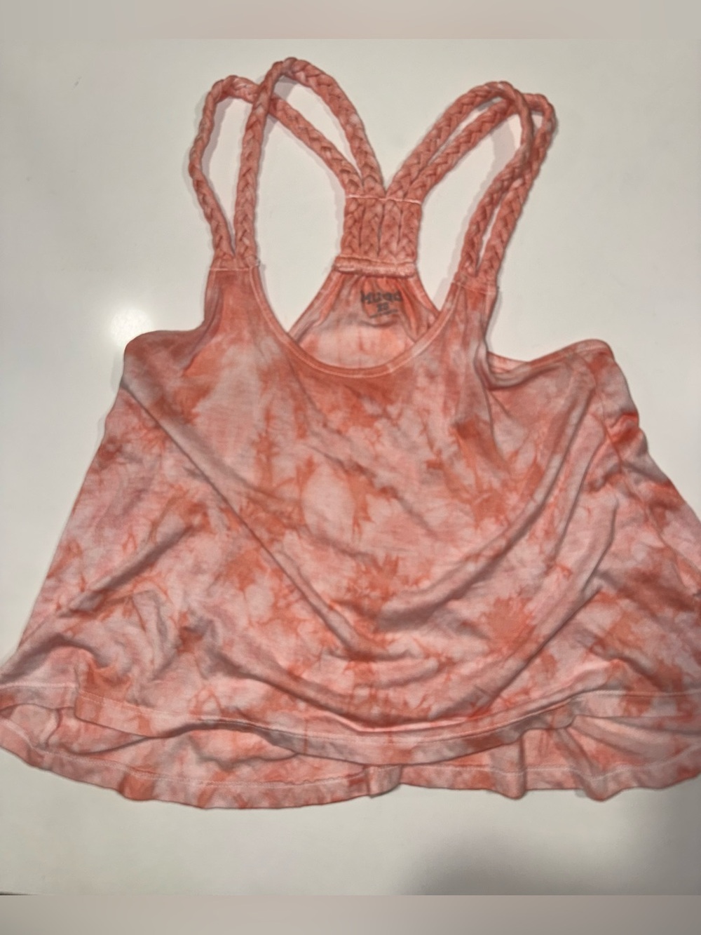 Mudd Coral Tie-Dye Braided-Strap Tank